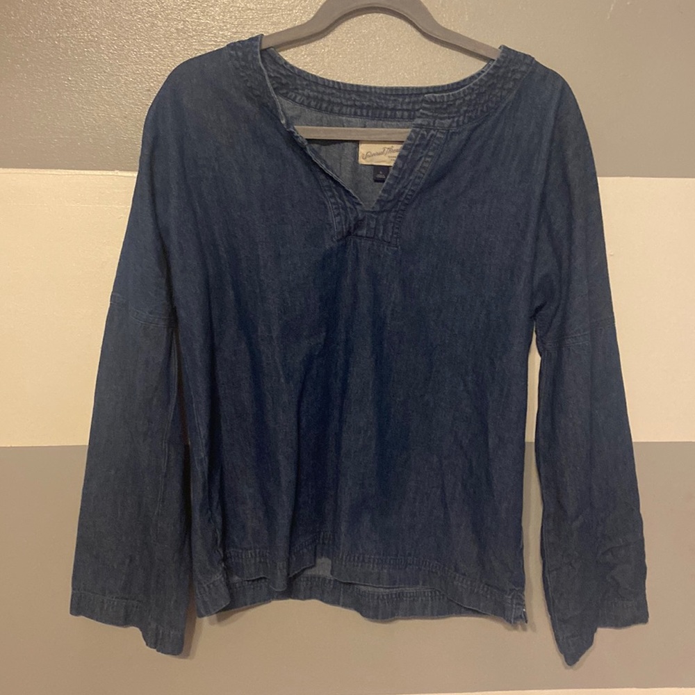 vintage boho denim long sleeve top